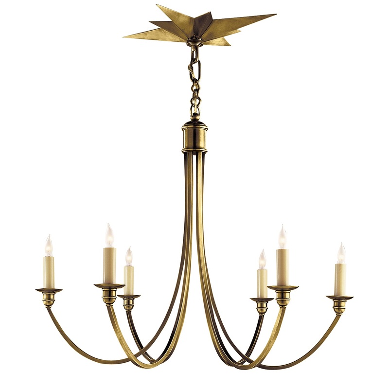 Six Light Chandelier from the Venetian Collection in Hand-Rubbed Antique Brass Finish by Visual Comfort Signature