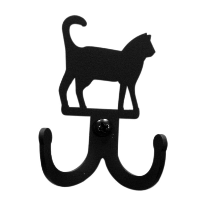 Village Wrought Iron WH-D-6 Cat Double Wall Hook