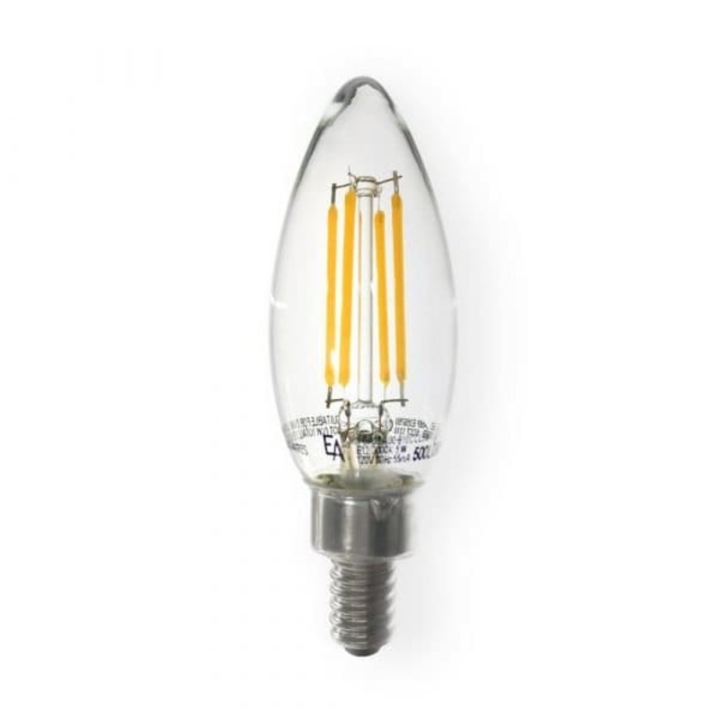 5.0W E12 Dimmable Replacement Lamp, Torpedo Shaped (B10) Filament Bulb W/ Clear Lens, Input Voltage 100-120V Ac, 5.0W/500 Lumens, Cri>90, Cct 2700K LED Miniature Lamp by Emery Allen