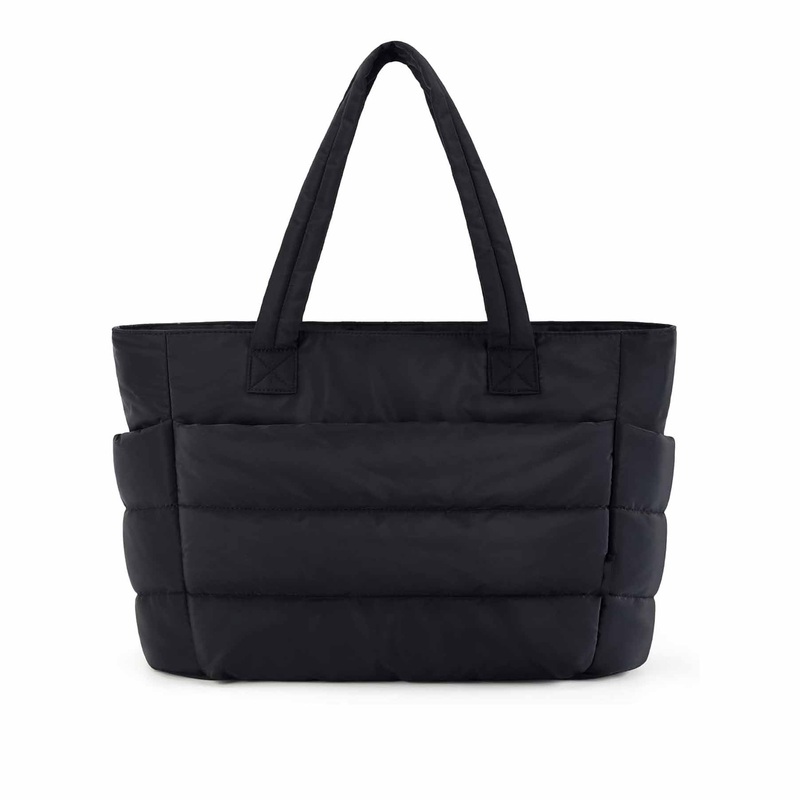 Black Large Capacity Nylon Tote Bag for Women – Fashionable Travel Shoulder & Crossbody Handbag