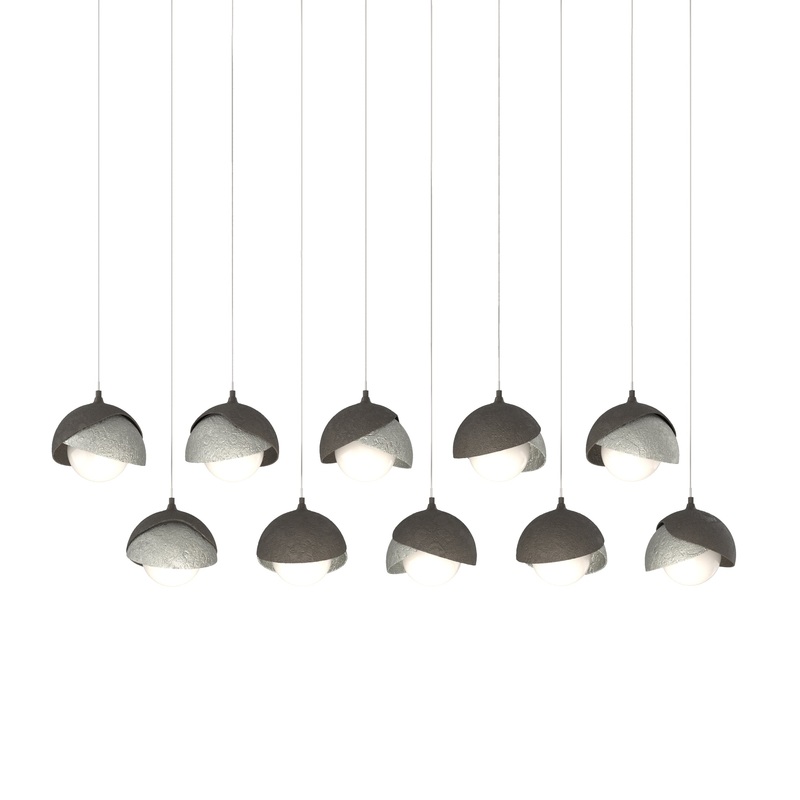 Brooklyn 10-Light Double Shade Pendant Dark Smoke Sterling