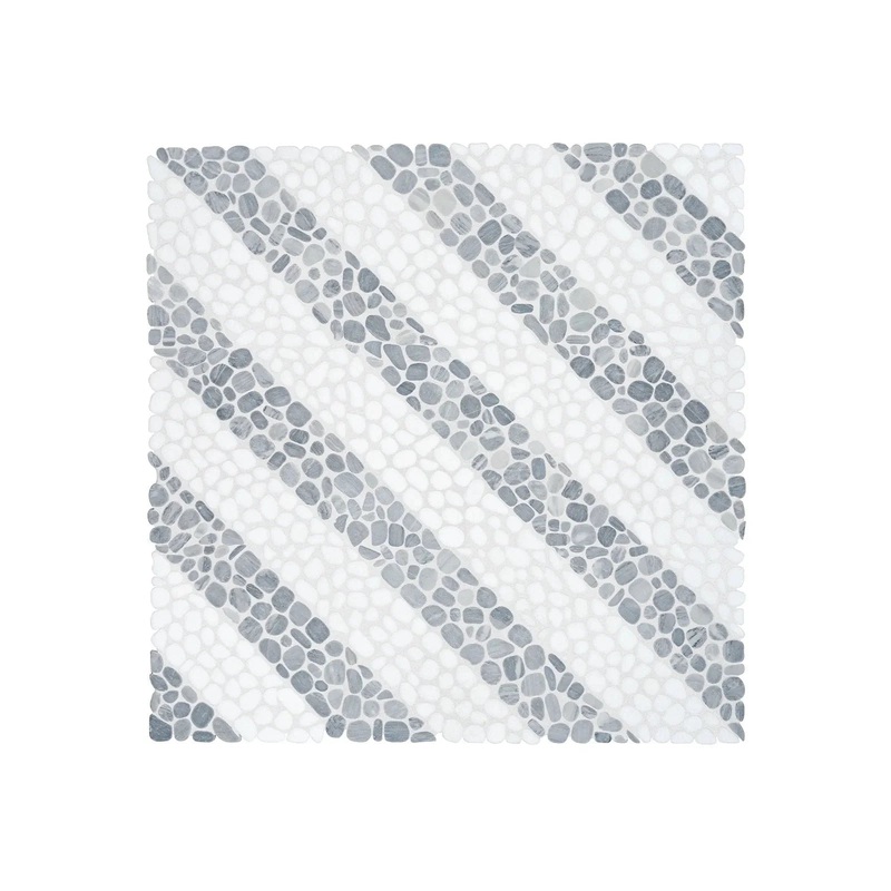 Cabana River Axis – Patterned Pebble Tumbled Marble Mosaic 1 Sheet = Sqft