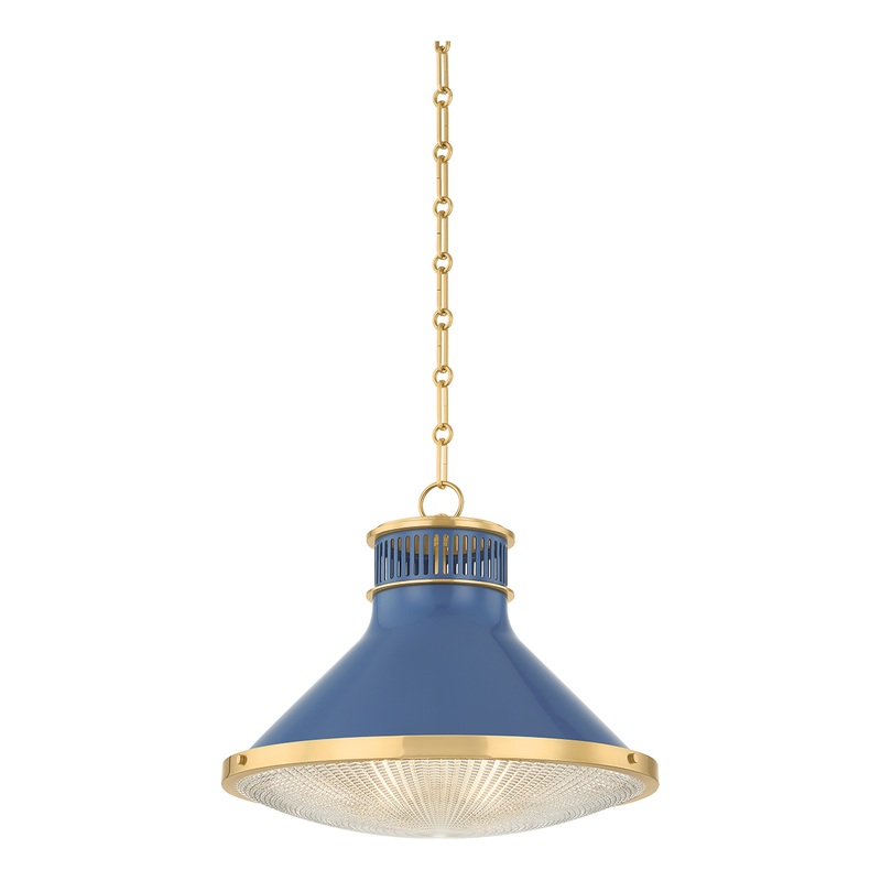 Highclere 1-Light Pendant Aged Brass/Soft French Blue