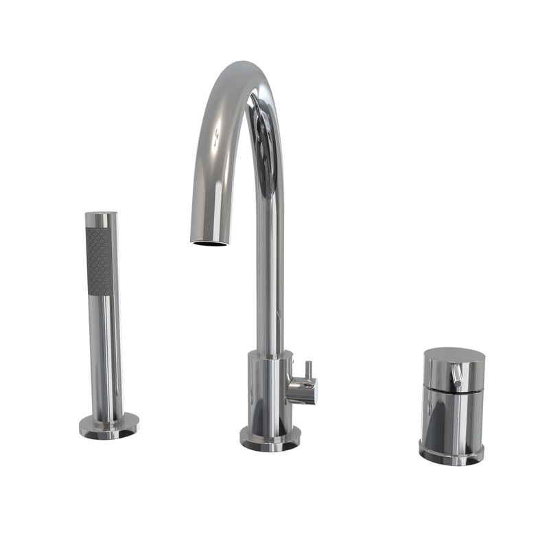 MAAX 10045541-084 Keros Deckmounted Tub Faucet with Handshower in Chrome