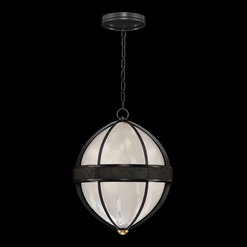 Mirage 18.75″W Round Pendant Black Iron/Brass/Black Knight