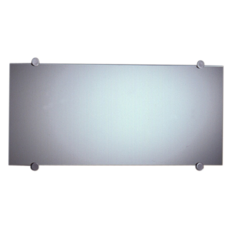 New Generation Frameless Rectangular Mirror with Round Polished Stainless Steel Wall Mount Supports