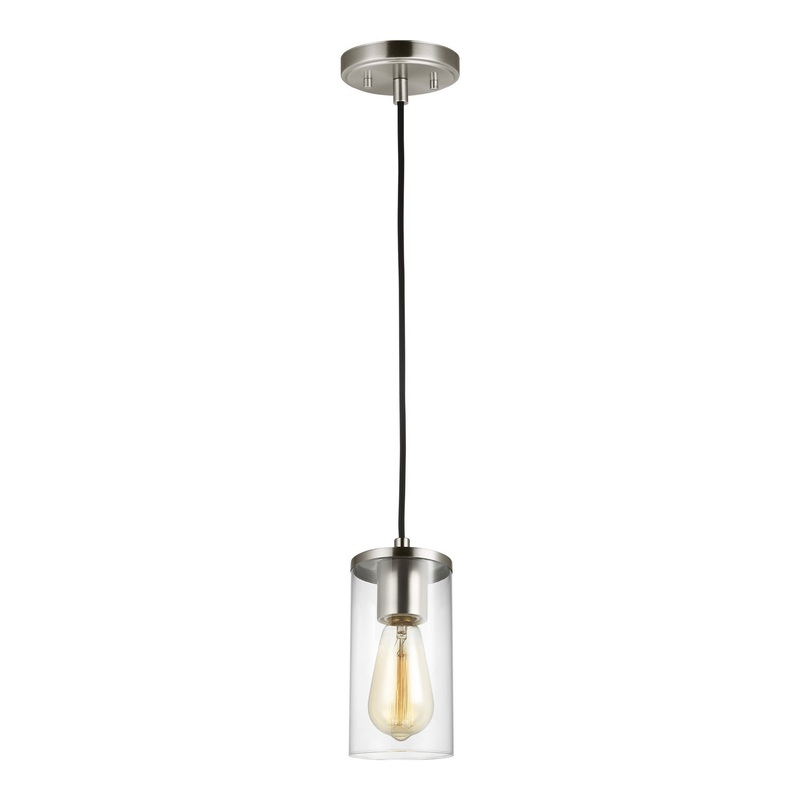 One Light Mini-Pendant from the Zire Collection in Brushed Nickel Finish by Visual Comfort Studio