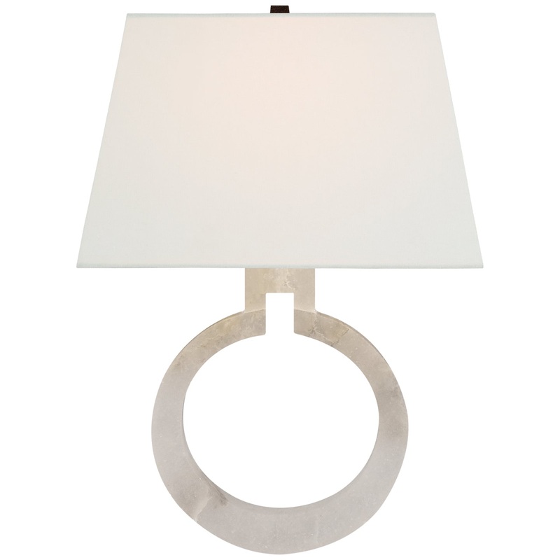 One Light Wall Sconce from the Ring Collection in Alabaster Finish by Visual Comfort Signature
