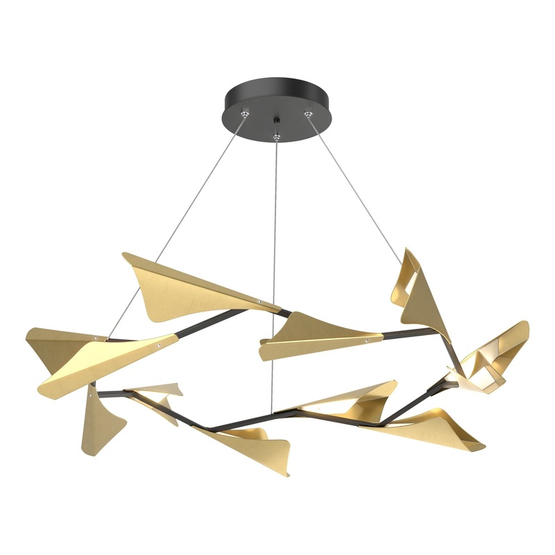 Plume 12-Light LED Pendant Black Modern Brass