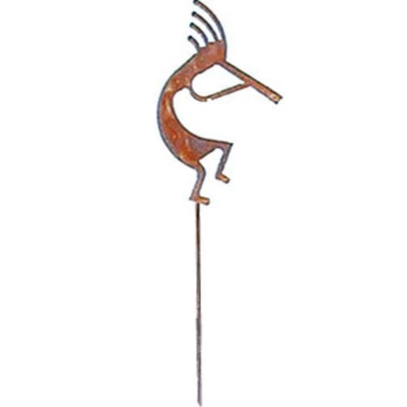 Village Wrought Iron RGS-56 Kokopelli Rusted Garden Stake