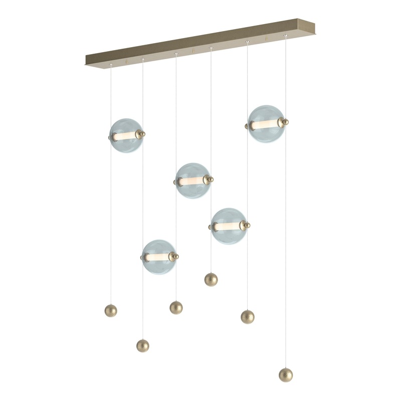 Abacus 5-Light LED Pendant Soft Gold Cool Grey Glass (YL)