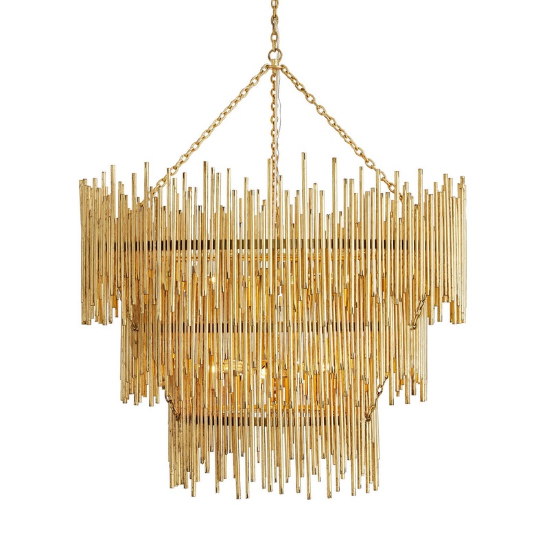 Arteriors 84033 Prescott 12 Light Chandelier Gold Leaf