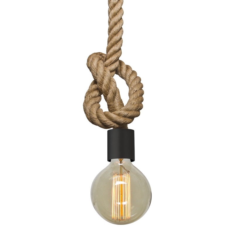 Besa 1JT-SOLO-BK Solo Rope One Light Pendant Black