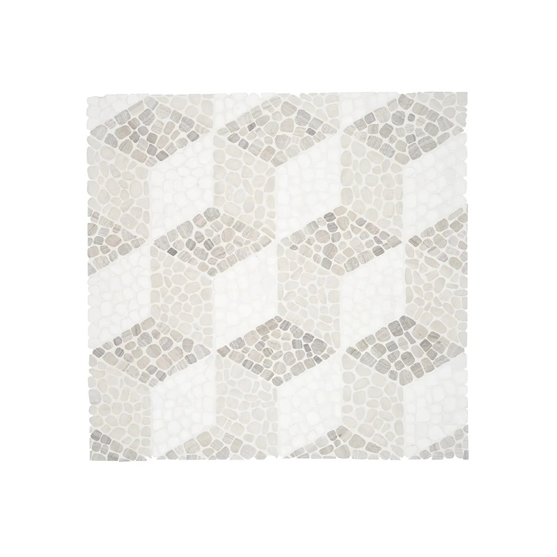 Cabana Horizon Node – Patterned Pebble Tumbled Marble Mosaic 1 Sheet = .84 Sqft