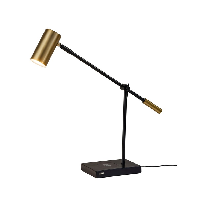 Collette AdessoCharge LED Desk Lamp Black/Antique Brass