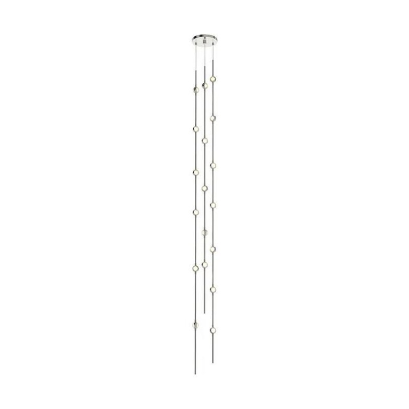 Constellation Andromeda Tall 6″ Round LED Pendant Satin Nickel with Clear Faceted Acrylic 2700K 10′ Adjustable Cord