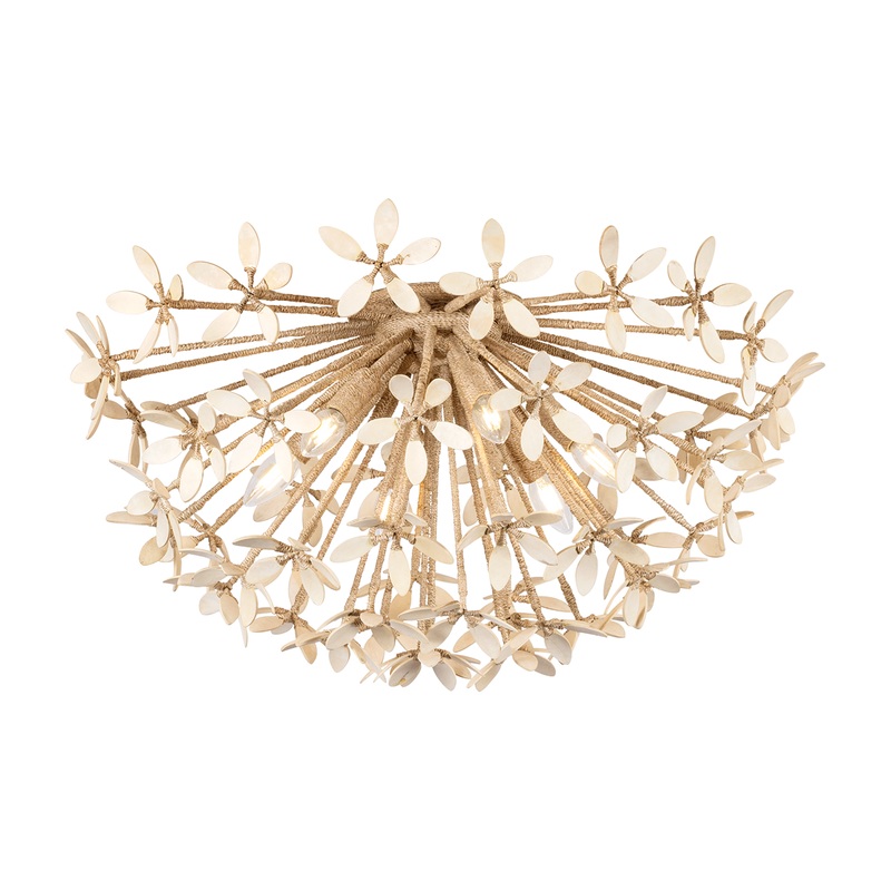 Corfu 6-Light Semi Flush Mount Ivory Coco