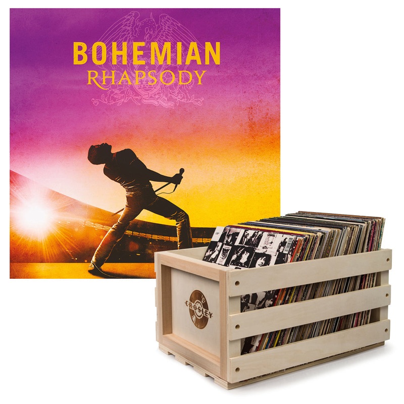 Crosley Record Storage Crate & Queen – Bohmian Rhapsody – Double Vinyl Album Bundle