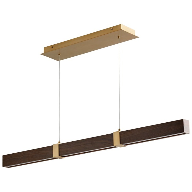Decca Single-Light 48″ Linear Pendant – Aged Brass/Walnut