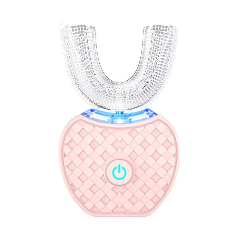 Electric Ultrasonic Toothbrush Couple Set with Charging Base and Smart Cleaning Technology(pink)