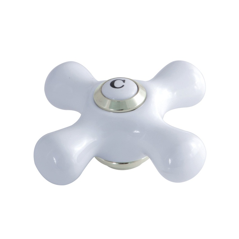 KSH1166PXC Cold Porcelain Cross Handle, Polished Nickel