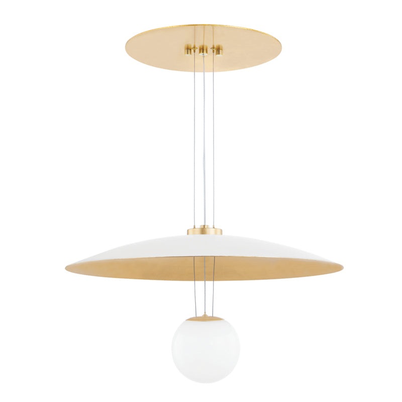 LED Pendant from the Brim Collection in Soft White/Gold Leaf Finish by Hudson Valley