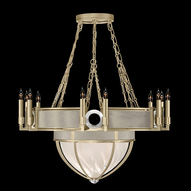 Mirage 35.75″W Round Chandelier Soft Gold Leaf/Nickel/Coco
