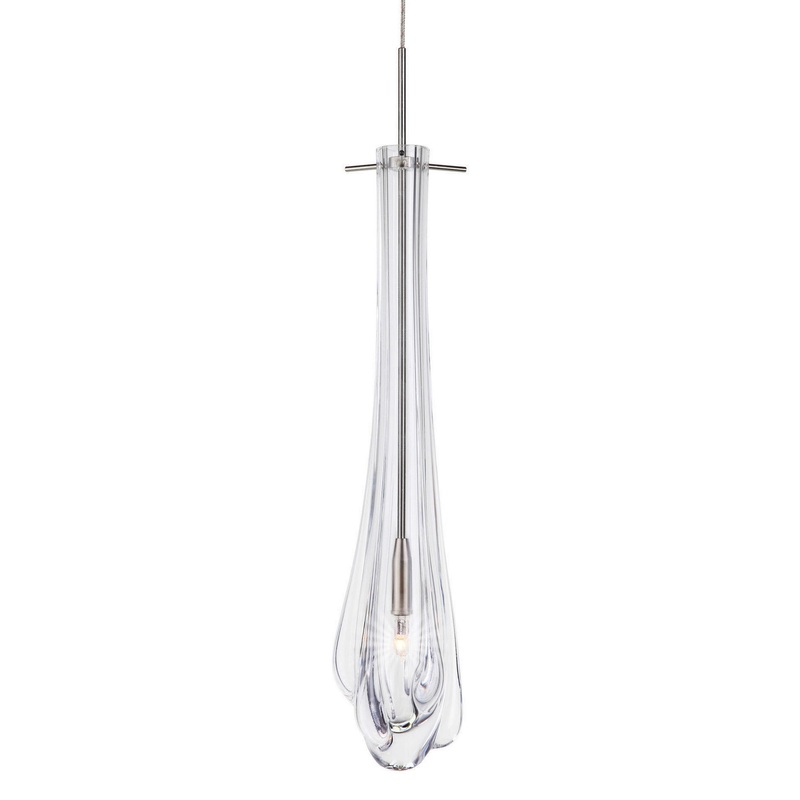 One Light Pendant from the Dew Drop Collection in Satin Nickel Finish by Stone Lighting