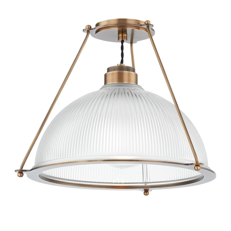 One Light Semi Flush Mount from the Glint Collection in Patina Brass Finish by Troy Lighting