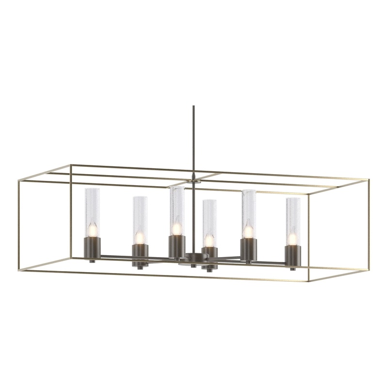 Portico Pendant Dark Smoke Soft Gold Seeded Clear Glass (II)