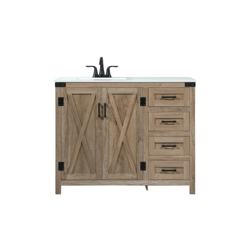 Single Bathroom Vanity from the Grant Collection in Natural Oak Finish by Elegant Lighting