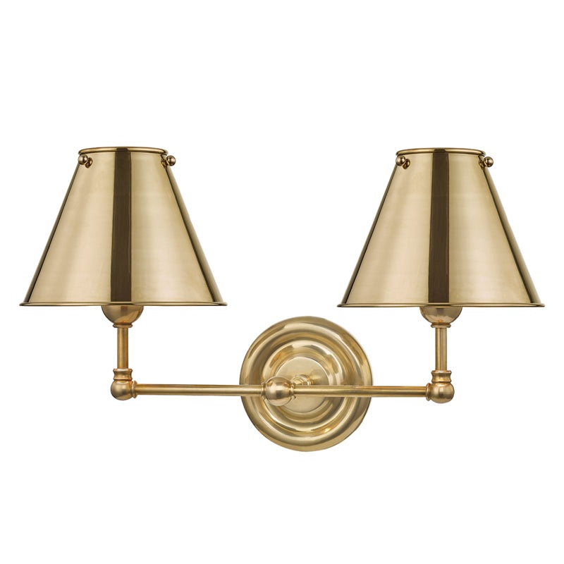 Two Light Wall Sconce from the Classic No.1 Collection in Aged Brass Finish by Hudson Valley