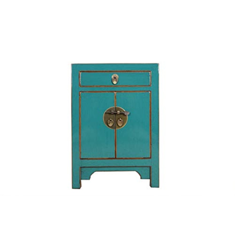 Yajutang Cassettiera cinese comodino in legno massello turchese