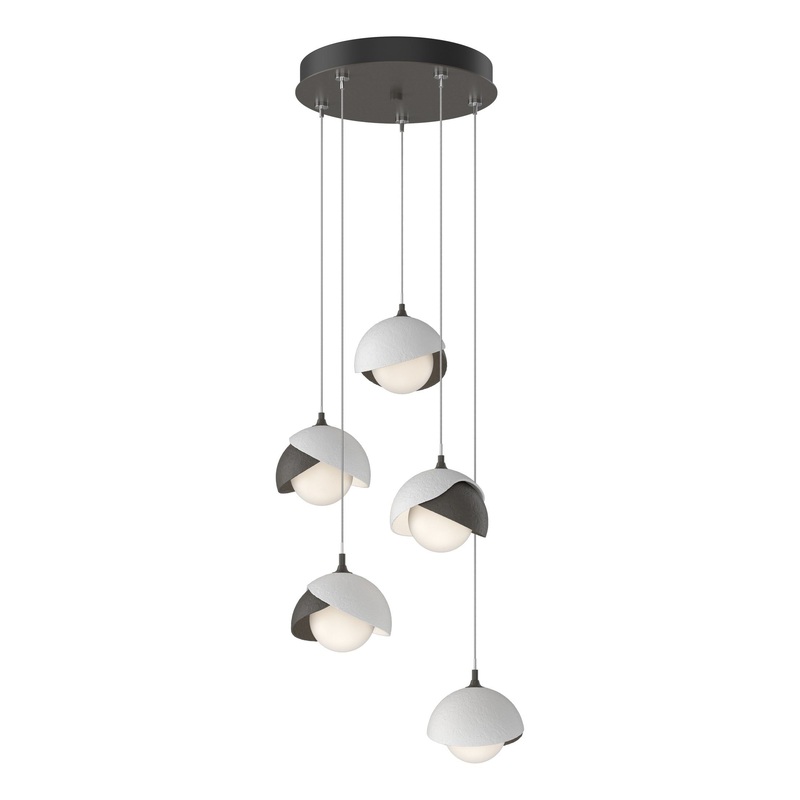 Brooklyn 5-Light Double Shade Pendant Dark Smoke White