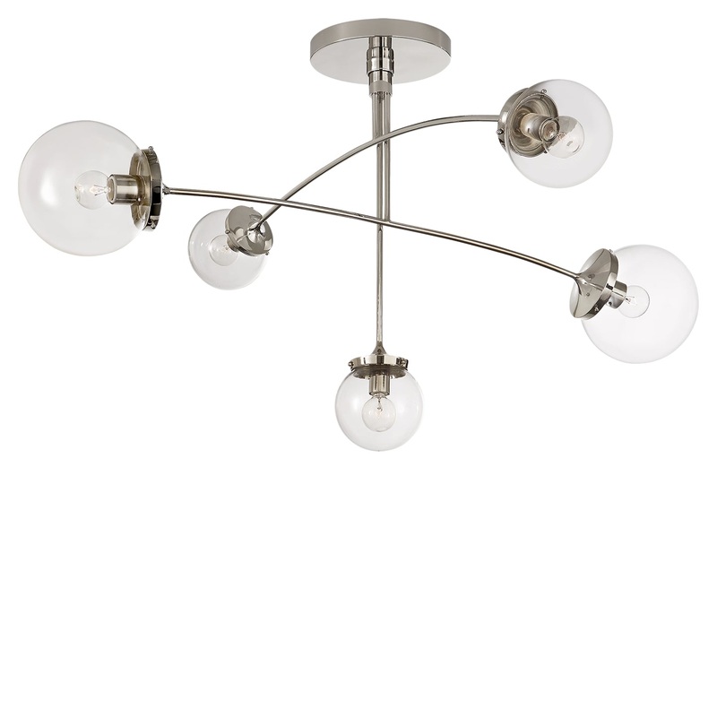 Five Light Chandelier from the Prescott Collection in Polished Nickel Finish by Visual Comfort Signature