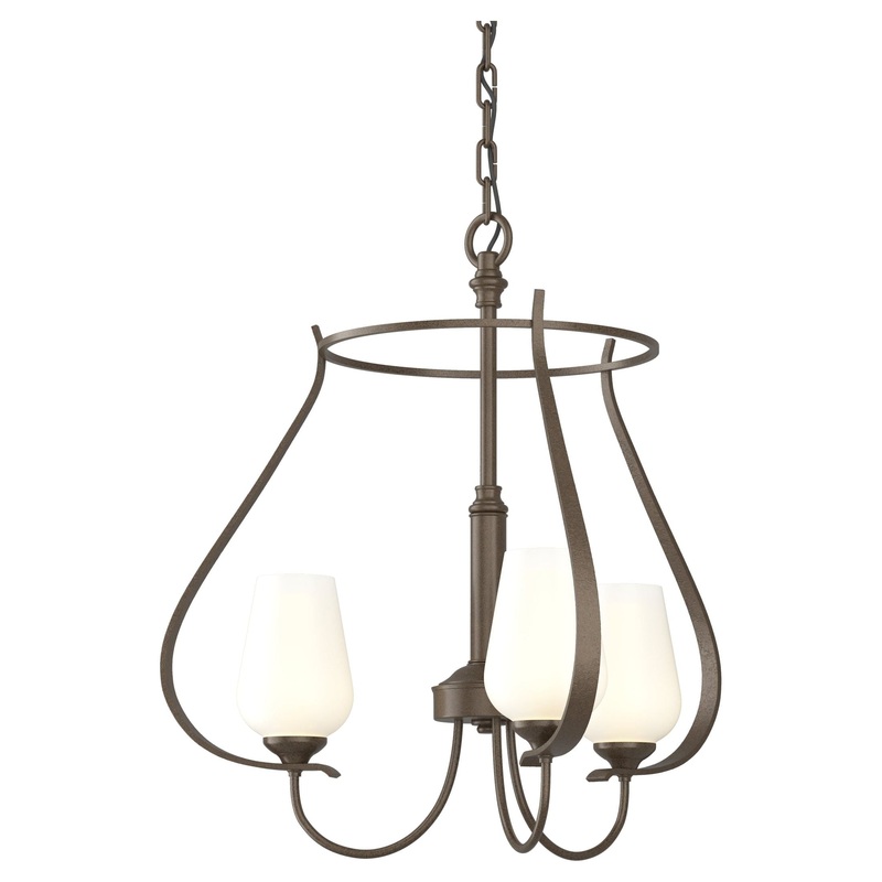 Flora 3-Arm Chandelier Bronze Opal Glass (GG)