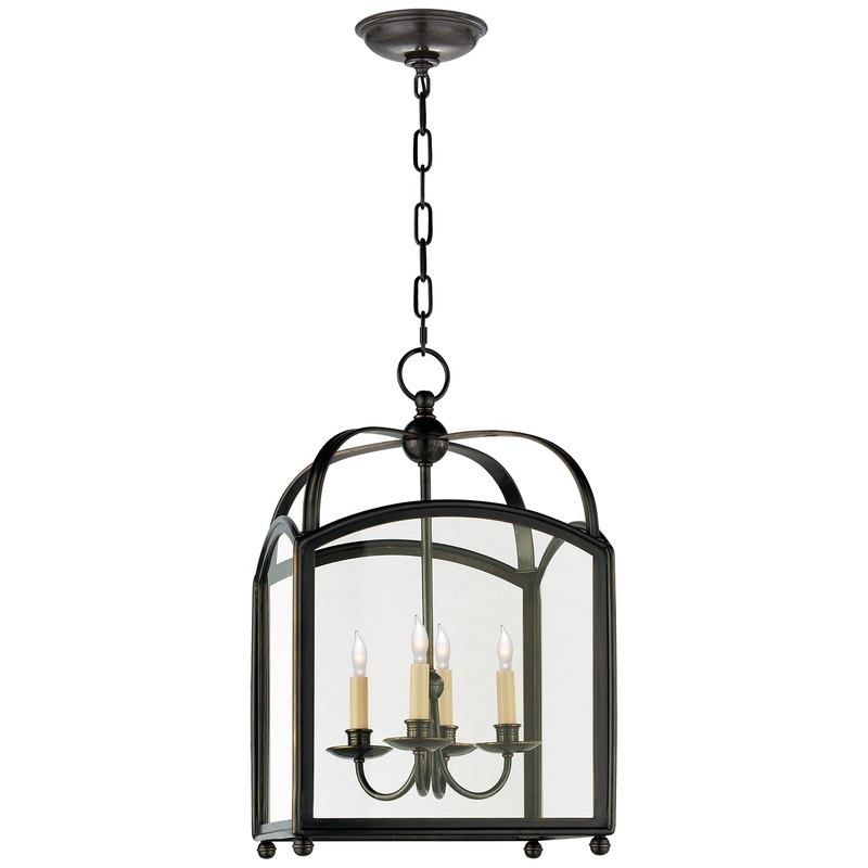 Four Light Lantern from the Arch Top Collection in Bronze Finish by Visual Comfort Signature