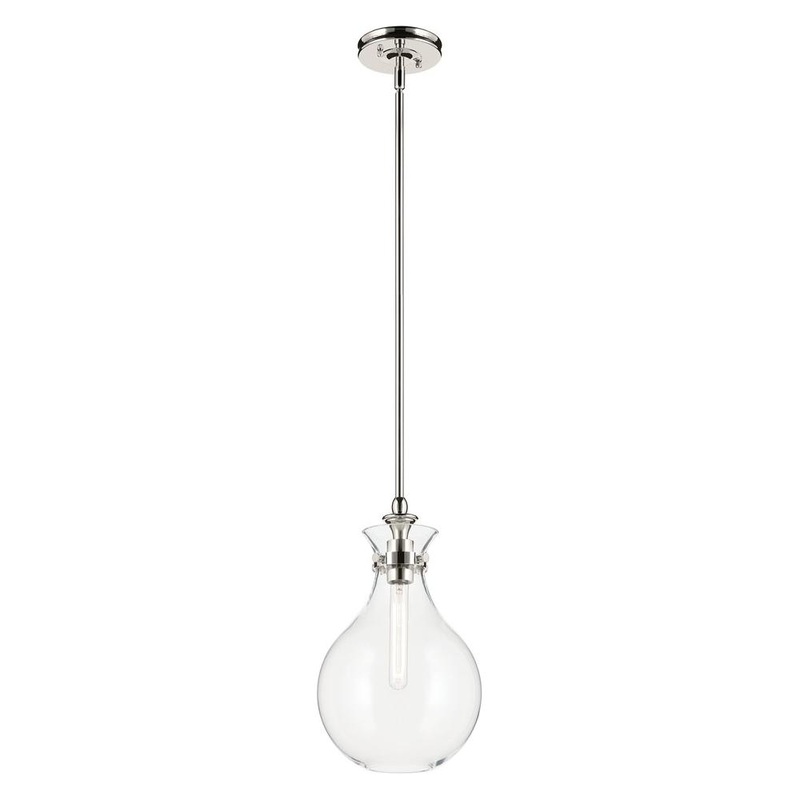 Laria 9.75″ 1-Light Pendant Polished Nickel Clear Glass