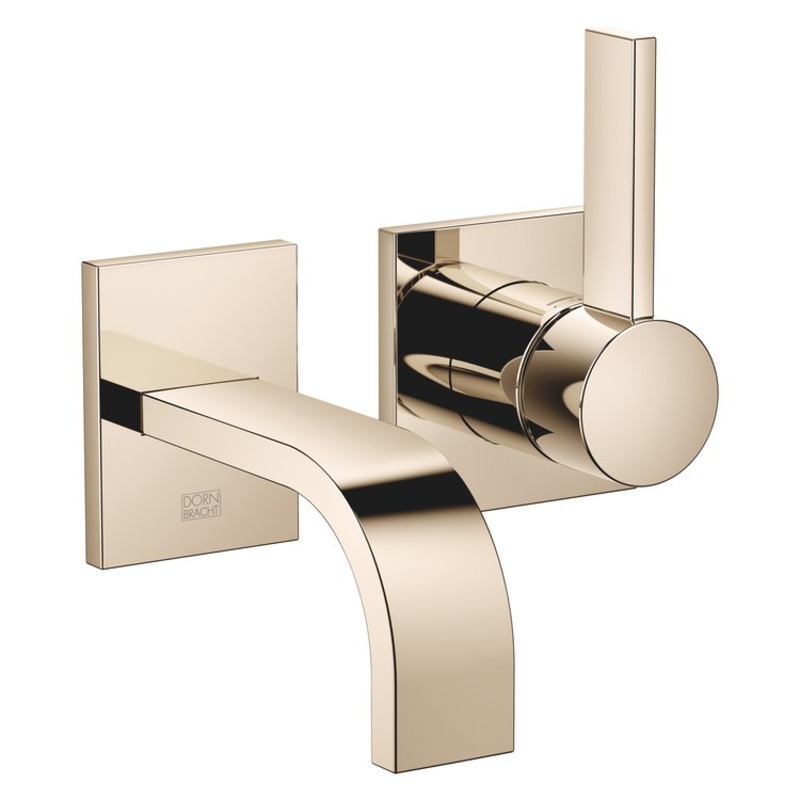 Lavatory Faucet MEM Wall Mount Mixer 1 Lever ADA Champagne 1.2 Gallons per Minute Less Drain 2 Hole