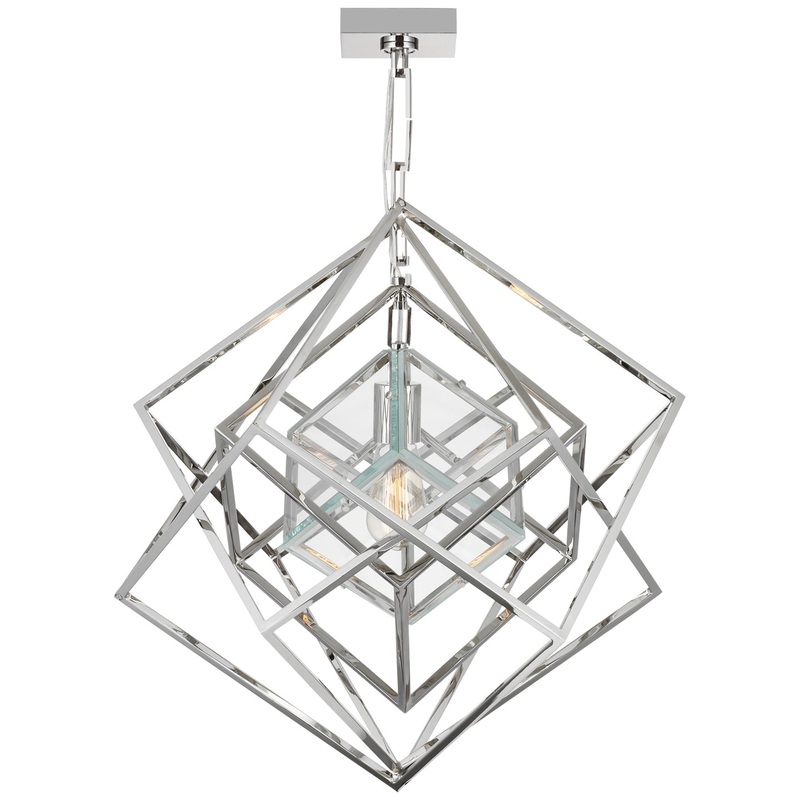 LED Chandelier from the Cubist Collection in Polished Nickel Finish by Visual Comfort Signature