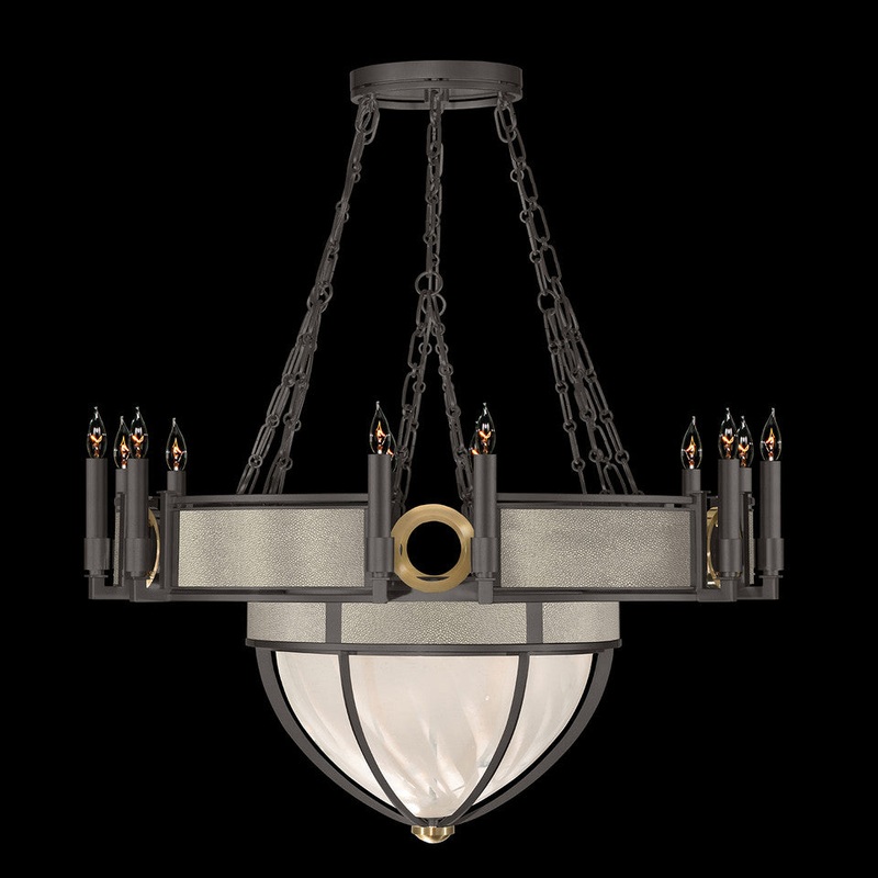 Mirage 35.75″W Round Chandelier Midnight Steel/Brass/Coco