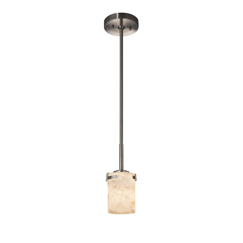 One Light Pendant from the Alabaster Rocks! Collection in Brushed Nickel Finish by Justice Designs