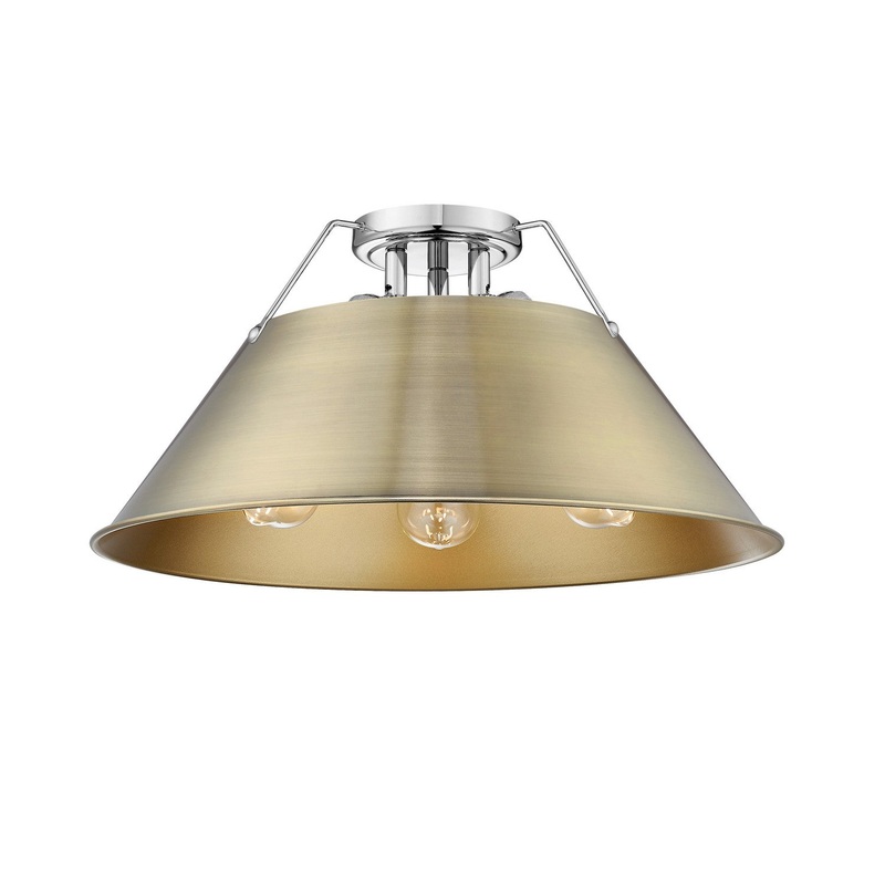Three Light Flush Mount from the Orwell Collection in Chrome Finish by Golden