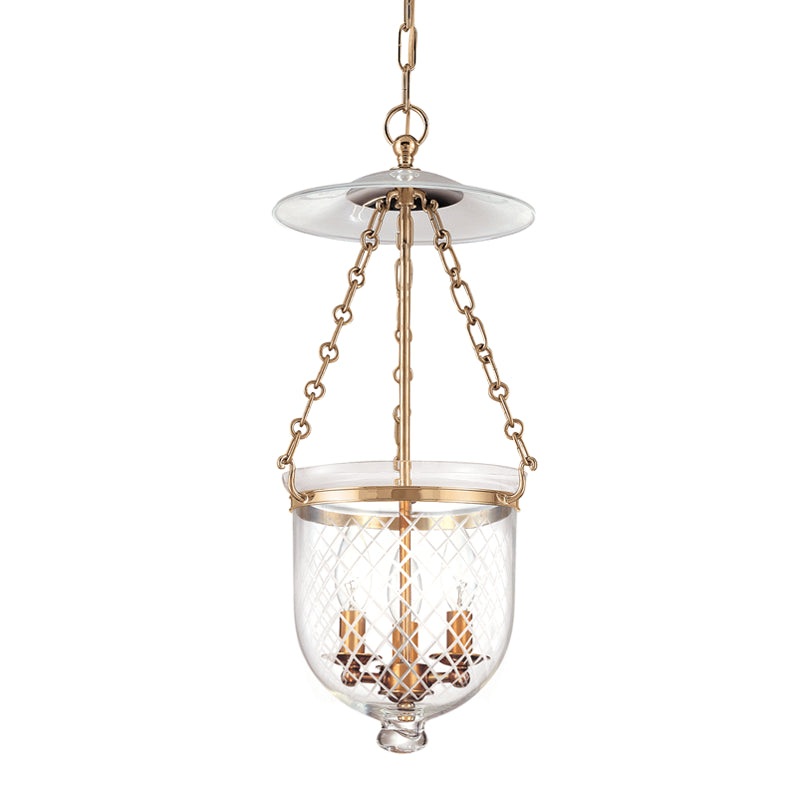 Three Light Pendant from the Hampton Collection in Aged Brass Finish by Hudson Valley