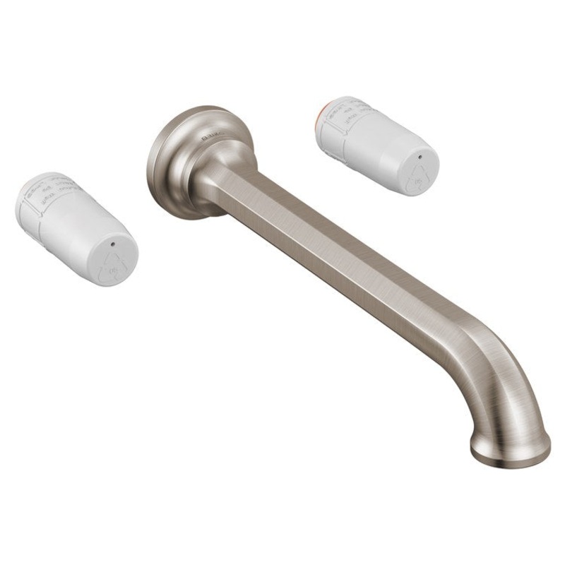 Tub Filler Trim Beauclere Two Handle Wall Mount Less Handles Brilliance Luxe Nickel ADA 8 Inch Spread 9.3 Gallons per Minute
