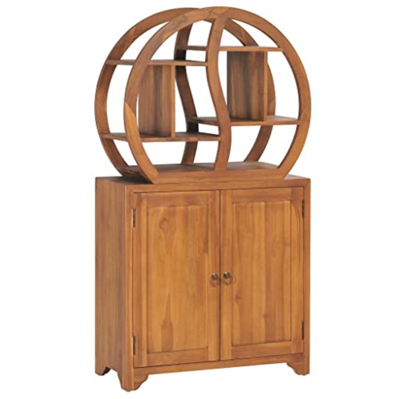 vidaXL Legno di Teak Armadietto con Mensola Yin Yang Mobiletto Madia Scaffale Consolle Parete Attrezzata Buffet Salotto Mobile Arredo 70x30x130 cm