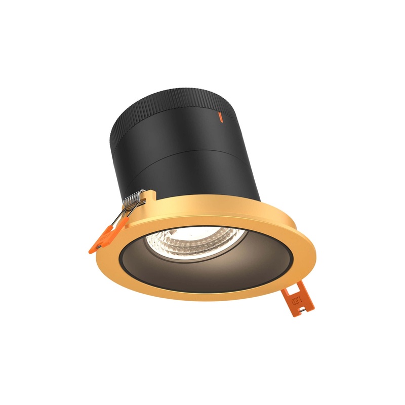 4″ Modular Downlight Black with Gold Trim 35 Degrees Sloped Ceiling