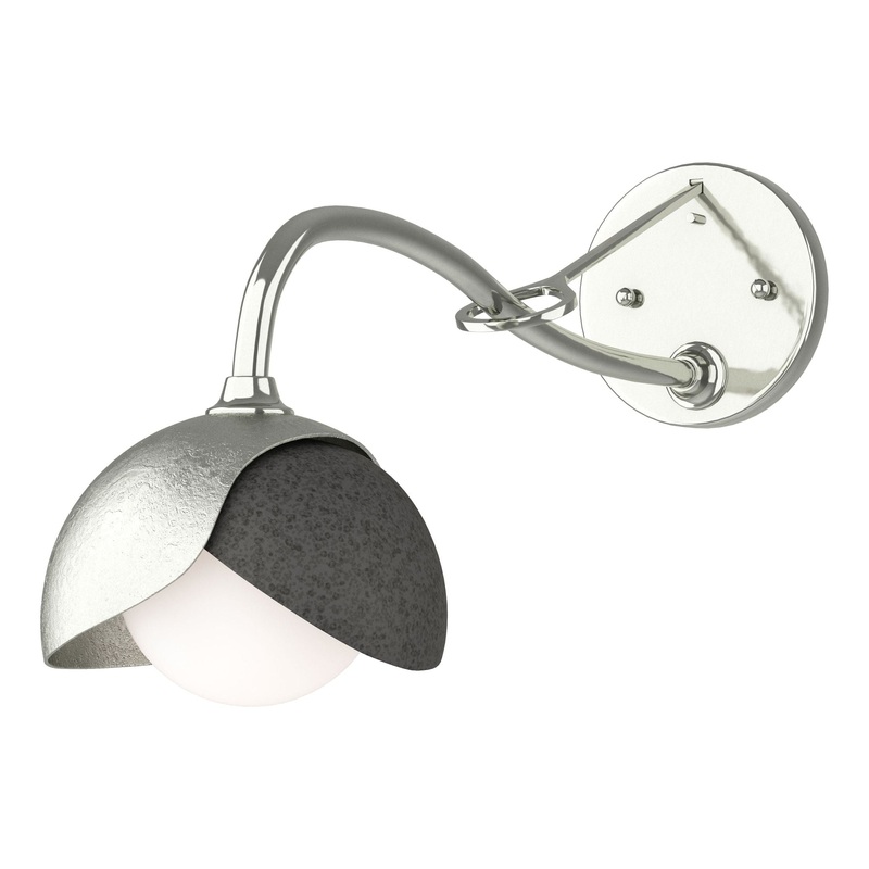 Brooklyn 1-Light Double Shade Long-Arm Sconce Sterling Natural Iron