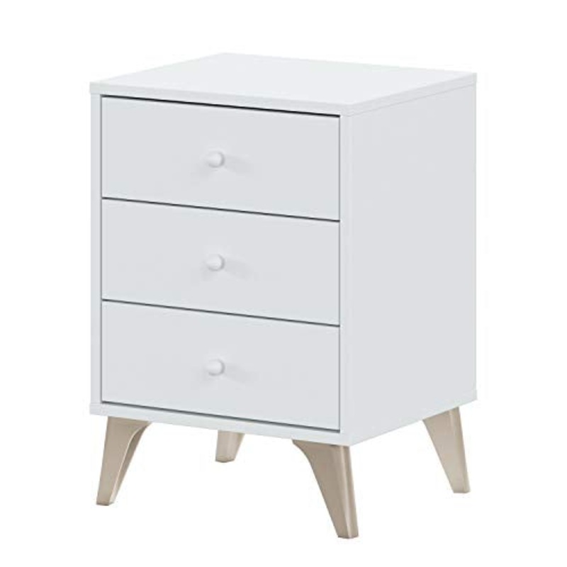 Comodino, Libro da Ufficio, Modello Low Cost, Finitura Bianca Opaca, Misure: 38 cm (Larghezza) x 45 cm (Altezza) x 34 cm (profondit)