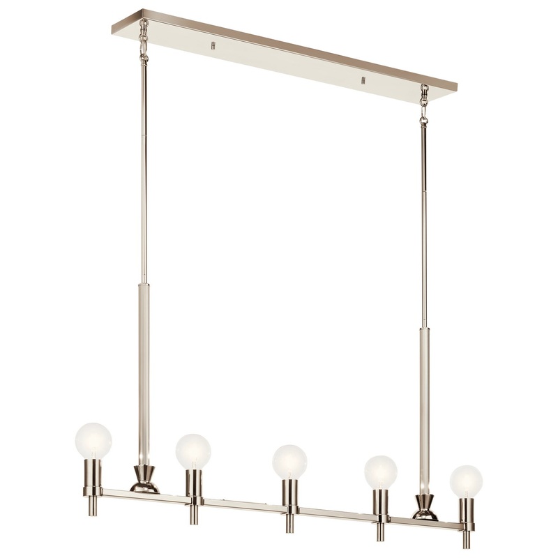 Kichler 52425PN Five Light Linear Chandelier, Nickel Textured